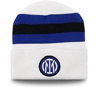 Inter Unisex Adults With Flap New Logo, Striped Football Cap, White Striped Black/Blue, One Size UK