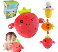 Intera Ctive Sensor Music Doll with Piano Musical Sensing Ears - Interactive Sensor Music Doll, Montessori Fruit Sensors Melody Dolls, Fruit Sensors Beat Dolls Plush Toy for Boy Grils (Strawberry)