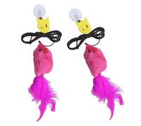 Interaction Cats Toy Mouse with Feathered Tail Elastic Door Frame Hanging Teaser Toy for Cats Entertainment Toy 2PCS