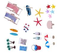 Interaction Miniature Beach Scene Display Decoration Set With Seashells Lounger Accessories For Doll House Landscaping Miniature Beach Scene Decoration Set