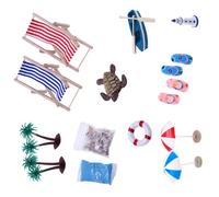 Interaction Miniature Beach Scene Display Decoration Set With Seashells Lounger Accessories For Doll House Landscaping Miniature Beach Scene Decoration Set