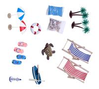 Interaction Miniature Beach Scene Display Decoration Set With Seashells Lounger Accessories For Doll House Landscaping Kids Beach Playset Accessories
