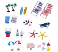 Interaction Miniature Beach Scene Display Decoration Set With Seashells Lounger Accessories For Doll House Landscaping Realistic Doll House Beach Scene Accessories