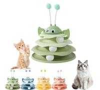 Interactive 3-Layer Cat Toy Tower with Rotating Bee and Rolling Balls,3 Layer Interactive Track,Self-Play Activity Toy,Batting & Exercise for Indoor Cats & Kittens to Stay Active and Exercise (Green)