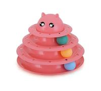 Interactive 3-Tier Cat Track Toy with 6 Spinning Balls in Box, Cat Fun Durable Toy, for All Breed of Cats, Catty Self-Entertainment Toys, Pink