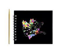 Interactive Art Paper - Scratch Drawing Notebook, Creative Pad with Wooden Stick, Kids Activity with Rainbow Design, Party Favor, Craft Kit for Kindergarten Playroom Home