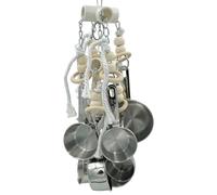 Interactive Avian Toy for Macaws Cockatoos 8 Stainless Steel Cups and Wood Rings Play Big Safe Friendly Toy