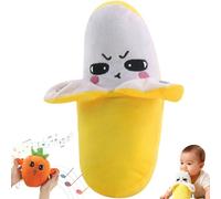 Interactive Banana Plush Toy, Interactive Music Plush Toy Set with Piano Musical Sensing Ears, Banana/Strawberry/Carrot Fruit Sensor Human Body Sensing Music Rhythm Beat Doll for Boy Gril Gift (A1)