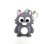 Interactive Belly-Rub Animal Keychain Moving Eyes Fidget Desk Toy - 25+ Colours - Green (Translucent) - Cat - 4x