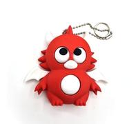 Interactive Belly-Rub Animal Keychain Moving Eyes Fidget Desk Toy - 25+ Colours - Silver (Glitter) - Dragon - 4x