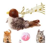Interactive Bird Cat Toy Chirping Bird Cat Toy Cat Feather Toys Simulated Chirping Bird Cat Toy for Indoor Cats Sounds and Flapping Movements for Kitty (1 Set)