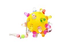 Interactive Bird Chew Ball Toy with Snack Compartments for Mental Stimulation and Pecking Entertainment for Cockatiels and Budgies - Easy Installation (Yellow)
