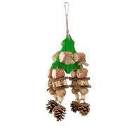 Interactive bird molar toy helps to maintain the beak and provide extended enjoyment. Safe wood for parrot birds to chew Can bite hanging wood