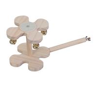 Interactive Bird Perch Toy For Parrots With Sounding Bells 360 Degree Rotation And Wooden Design Birdcage Engagement Toy