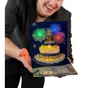 Interactive Birthday Pop-Up Card with Blow-Out Candles & Music, Customizable Age Number, 3D Cake Design for Kids, Adults, Husband, Wife, Grandma, Unique Gift