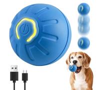 Interactive Blue Dog Ball Toy - USB Rechargeable Interactive Dog Ball Toy, Automatic Rolling LED Light Up Ball for Cats & Dogs, Durable Electronic Pet Toy