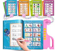 Interactive Book Alphabet Learning for Children, Preschool Activities, Learn to Write, Montessori Busy Book, English and Spanish, Educational Toy - Age 3+ Girls/Boys