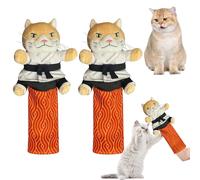 Interactive Boxing Cat Toy, Karate Kitten Wrestling Hand Puppet with Crinkle Ears - Durable Plush Toy for Indoor Play, Exercise & Bonding - Scratcher-Proof Sleeve for Safe Playtime (2 PCS)