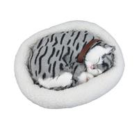 Interactive Breathing Cat Plush Toy with Soft Stuffed Material for Room Decoration and Child Intellectual Growth (Gray Striped Cats)