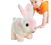 Interactive Bunny Toy, Plush Electronic Rabbit, 6 Inch Animal with Bell Sound, Walking Pet Doll with Soft Build, Kids Presents Toy Realistic Design, Easter Present for