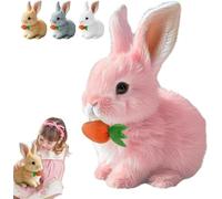 Interactive Bunny Toy - Walking & Talking Plush Rabbit - Hopping Easter Basket Stuffer - Soft Educational Toy for Kids - Easter & Birthday Gift (Pink)