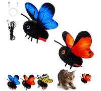 Interactive Butterfly Cat Toy, Smart Sensing Flapping Wings Motion Activated Bug Toy for Indoor Cats, Rechargeable Electric Pet Teaser with Realistic Fluttering Action, Trigger Hunting Instincts，B+O