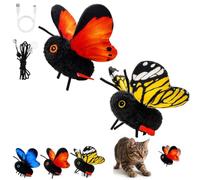 Interactive Butterfly Cat Toy, Smart Sensing Flapping Wings Motion Activated Bug Toy for Indoor Cats, Rechargeable Electric Pet Teaser with Realistic Fluttering Action, Trigger Hunting Instincts，O+Y