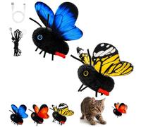 Interactive Butterfly Cat Toy, Smart Sensing Flapping Wings Motion Activated Bug Toy for Indoor Cats, Rechargeable Electric Pet Teaser with Realistic Fluttering Action, Trigger Hunting Instincts，B+Y