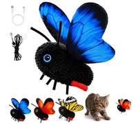 Interactive Butterfly Cat Toy, Smart Sensing Flapping Wings Motion Activated Bug Toy for Indoor Cats, Rechargeable Electric Pet Teaser with Realistic Fluttering Action, Trigger Hunting Instincts，B