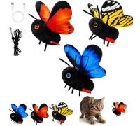 Interactive Butterfly Cat Toy, Smart Sensing Flapping Wings Motion Activated Bug Toy for Indoor Cats, Rechargeable Electric Pet Teaser with Realistic Fluttering Action, Trigger Hunting Instincts，1Set