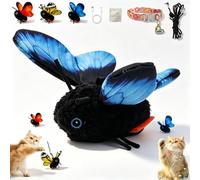 Interactive Butterfly Cat Toy with Realistic Flapping Wings, Moving Insect Toy for Indoor Cats, Automatic Enrichment Plaything to Encourage Exercise, Hunting Instinct Stimulation (Blue,1pcs)