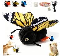 Interactive Butterfly Cat Toy with Realistic Flapping Wings, Moving Insect Toy for Indoor Cats, Automatic Enrichment Plaything to Encourage Exercise, Hunting Instinct Stimulation (Gold,1pcs)