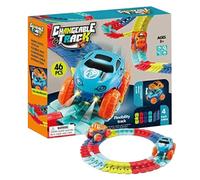 Interactive Car Set, LED Light Vehicle, 16.34x12.2 Inches Educational Toy with Build, Creative Track, Fun Colorful Design, Doll Sets for Boys Girls Living Room Bedroom Study Family Party Favor