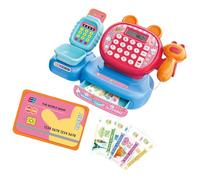 Interactive Cash Register Toy For Kids Pretend Supermarket Checkout With Calculator & Play Money Math Learning Ages 3+ Cash Register Toy