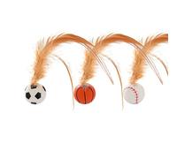 Interactive Cat Ball - 3-Pieces Bouncy Cat Toys With Feather Tails | Interactive Playful Pet Bouncing Teaser for Balcony Patio Garden Backyard Home