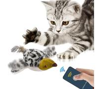 Interactive Cat Bird Toy, Flapping Bird Cat Toy, Interactive Chirping Flying Bird toys with Catnip for for Indoor Cats, Touch Activated, Plush Kitten Exercise Toys Rechargeable(A)