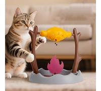 Interactive Cat Campfire Treat Dispenser, 360° Rotating Slow Feeder with 3 Food Outlets, Training Snack Toy for Pets