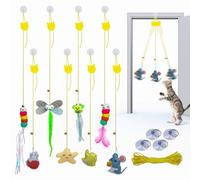 Interactive Cat Feather Teaser Toys with Catnip and Bells,Retractable Hanging Design,Self-Play Fun for Kittens Cats,Promotes Exercise, Mental Physical Stimulation,Stress Relief for All Breeds (8 Pack)