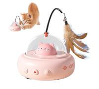 Interactive Cat Feather Toy, Rechargeable and Rotating Pet Enrichment Device, 4.33x4.53in Perfect on Kittens, Boredom Exerciser, Features 600mAh Battery for Exciting Hunting, Chasing Games
