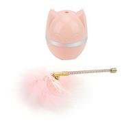 Interactive Cat Feather Toy with Bell | Encourage Predatory Instincts for Indoor Cats/Kittens | Roly Poly Design & Genuine Animal Feather | Long - lasting Spring Base (Pink)