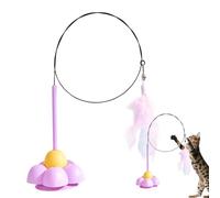 Interactive Cat Feather Wand Toy,Interactive Cat Feather Toy - Elastic Cat Wand with Super Suction Cup,Indoor Pet Dancing Game Toy for