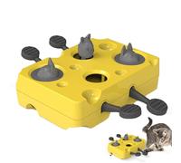 Interactive Cat Feeder Puzzle Toy, Whack Mole Game with Cheese Box and Scratching Board, Treat Dispenser for Small and Medium Pets