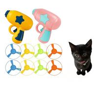 Interactive Cat Flying Disc Toy - Engaging Chasing & Swatting Toy for Cats, Colorful Spinning Discs to Promote Exercise & Boredom Relief, Complete Set for Indoor Cats(Yellow+Pink)