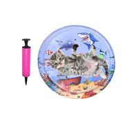 Interactive Cat Mat - 100cm Water Play Cushion, cat swimming mat, Round Bed with Floating Fish | Fun Game Pool for Pets, Summer Beach, Outdoor Camping, Travel, Nursery, Kitten Activity