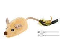 Interactive Cat Mouse Plaything, USB Rechargeable Moving Glowing Cat Toy Mouse with Feather Bell Tail and LED Light, Cute Electric Moving Kitten Toys for Indoor Cats Boredom (one yellow)