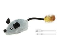 Interactive Cat Mouse Plaything, USB Rechargeable Moving Glowing Cat Toy Mouse with Feather Bell Tail and LED Light, Cute Electric Moving Kitten Toys for Indoor Cats Boredom (one gray)