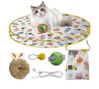 Interactive Cat Play Mat, Move-Activated Cat Rolling Ball, Cat Enrichment Toy with Smart Ball, Cat Hide Toy, Toy
