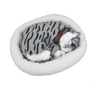 Interactive Cat Plush Toy with Breathing Action Soft Decor for Home and Learning (Gray Striped Cats)