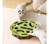 Interactive Cat Puzzle Toy,Cat Scratch Puzzle Enrichment Box, cat Nail File Enrichment Box,Mental Stimulation Box with 3 Balls,Felt Maze Puzzle for Indoor Cats Claw Care,Hunting (Green-round)