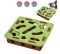Interactive Cat Puzzle Toy, Felt Maze Box with 3 Jingle Balls for Indoor Cats Kittens, Mental Stimulation, Slow Feeding, Fun Exercise & Natural Hunting Instincts (Green)